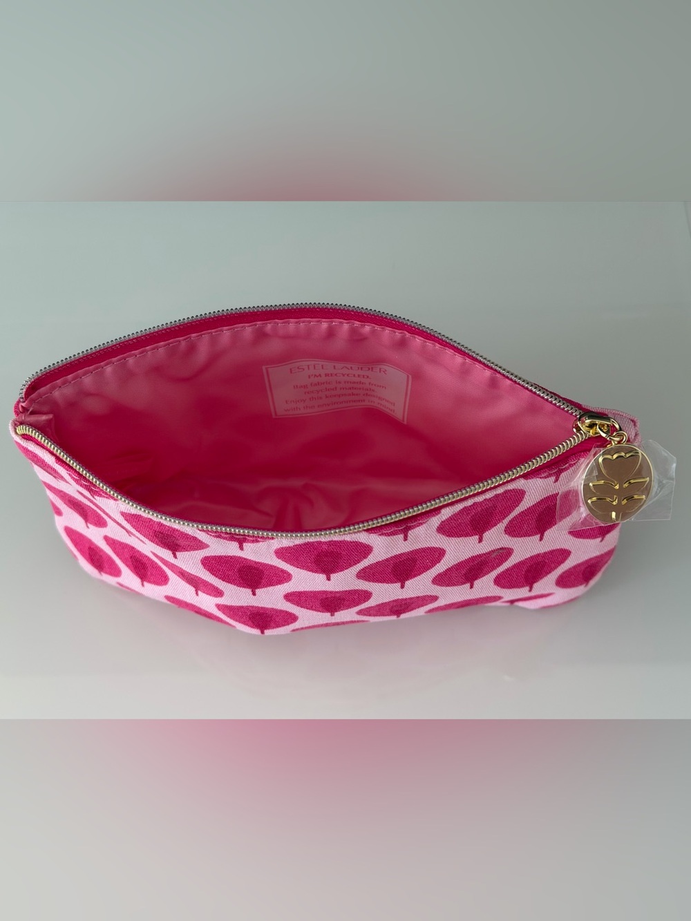 Estee Lauder New Pink and Hot Pink Patterned Cosmetic Pouch